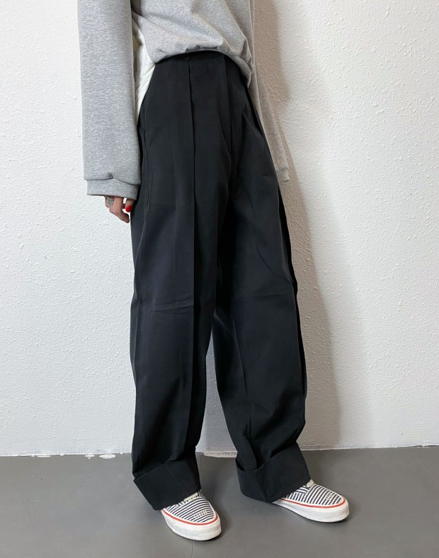 Black Wide Cuff Pants #241211